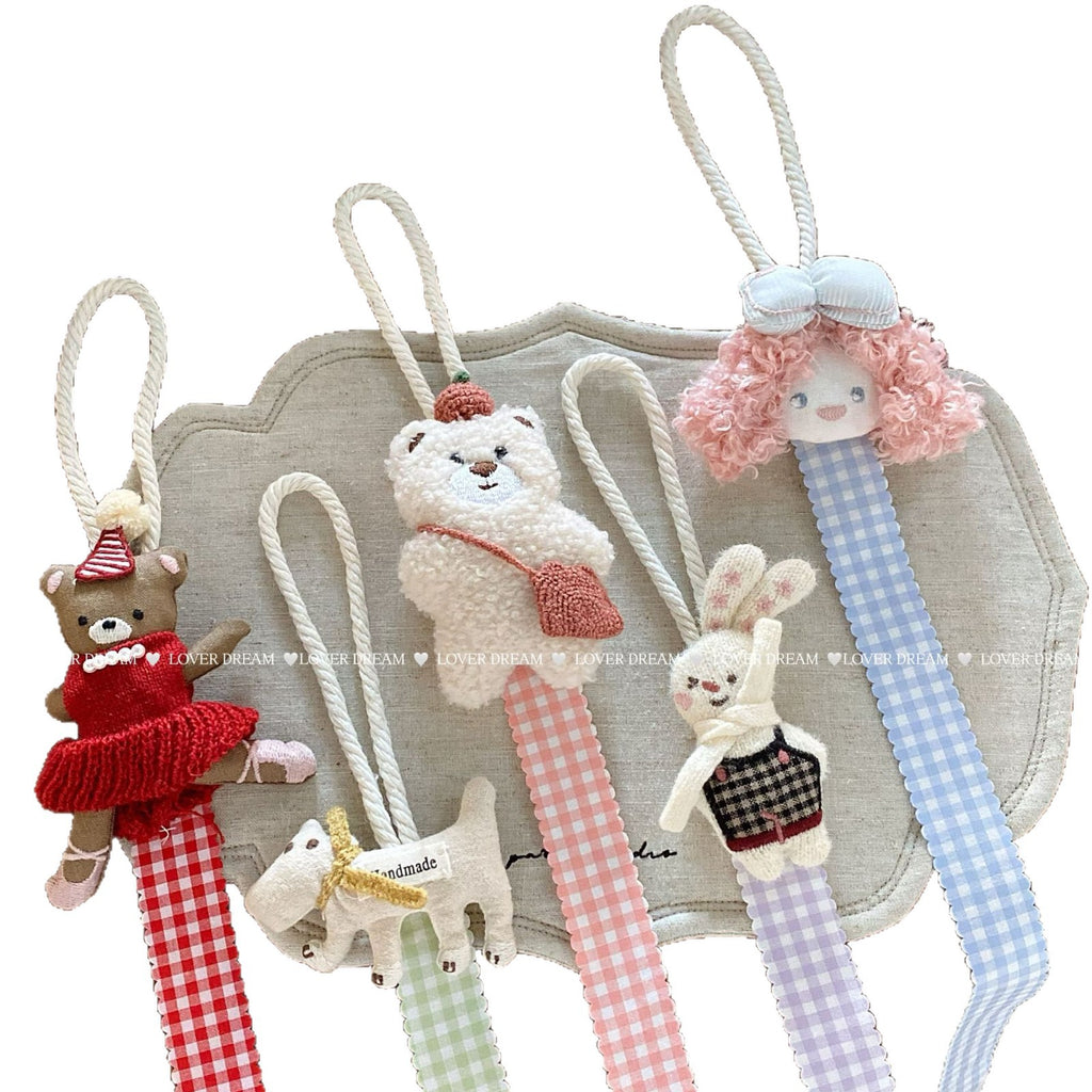 CouldNook Hair Clip Organizer - Plush Figure And Gingham Ribbon