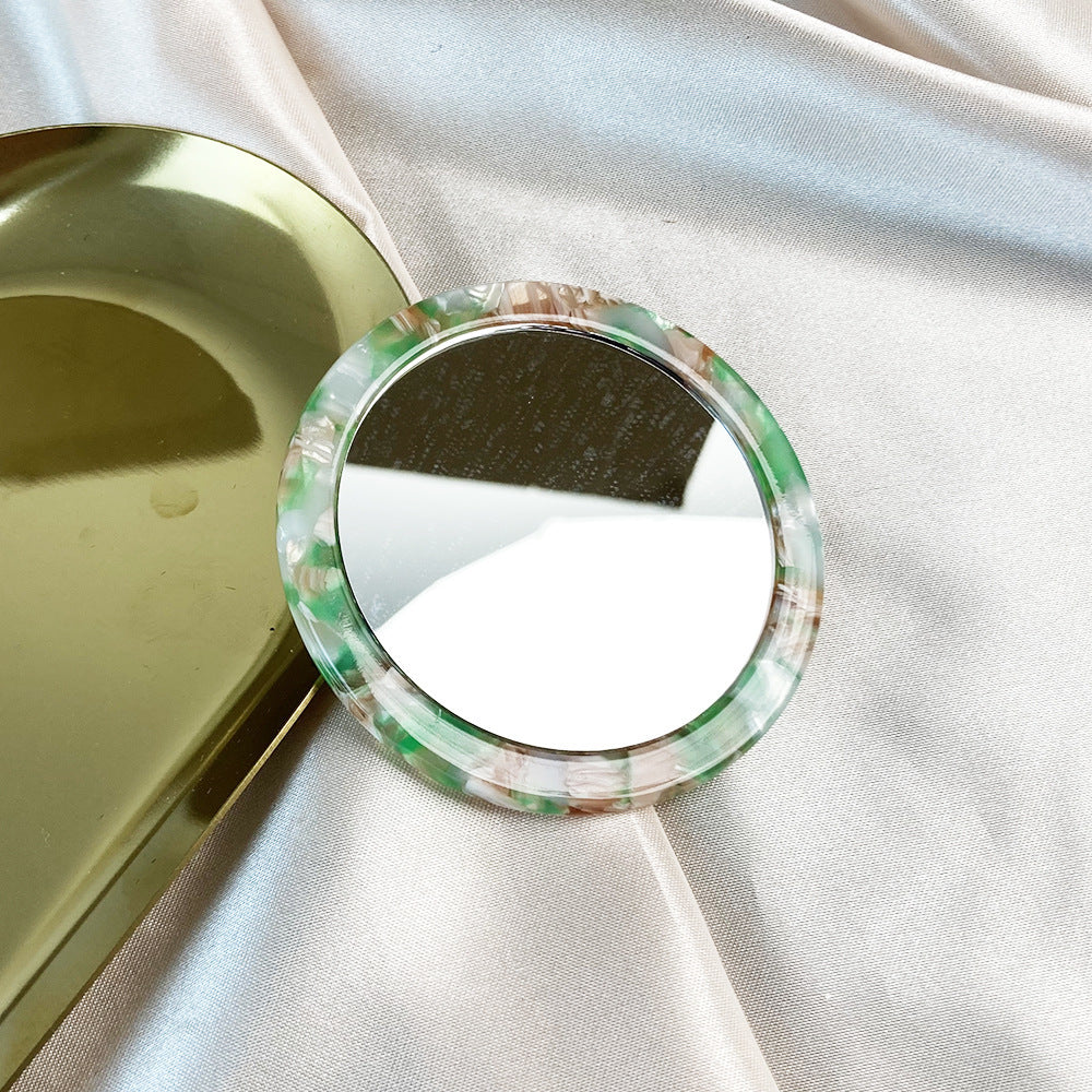CouldNook Round Acetate Mirror - Circular Face And Patterned Border Detail