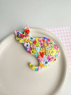 CouldNook Patterned Cat Magnet - Seated Silhouette And Colorful Raised Details