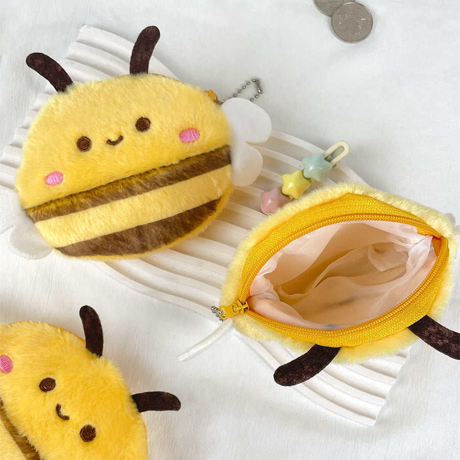 CouldNook Bee Coin Purse - Plush Stripes And Little White Wings