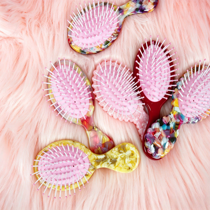 CouldNook Comb Brush And Mirror Set - Patterned Bodies And Shell-Shaped Mirror