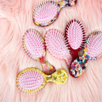 CouldNook Comb Brush And Mirror Set - Patterned Bodies And Shell-Shaped Mirror