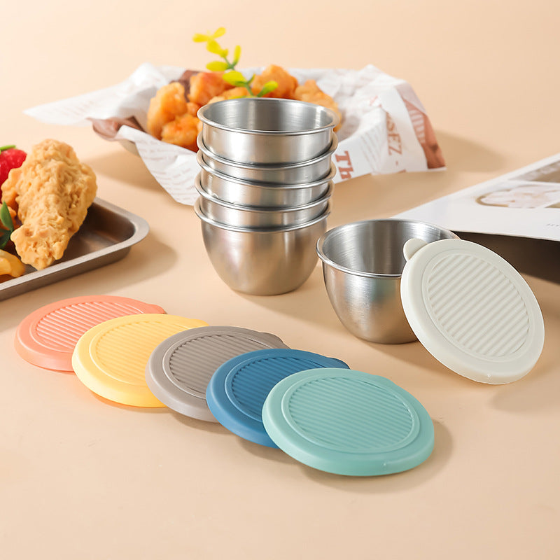 CouldNook Stainless Steel Sauce Cup - Rounded Bowl and Optional Colorful Lid