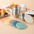 CouldNook Stainless Steel Sauce Cup - Rounded Bowl and Optional Colorful Lid