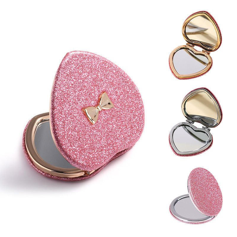CouldNook Glitter Folding Compact Mirror - Hinged Case And Shaped Outline