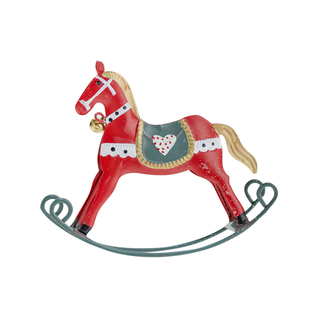 CouldNook Rocking Horse Ornament - Distressed Finish And Twisted Hanging Cord