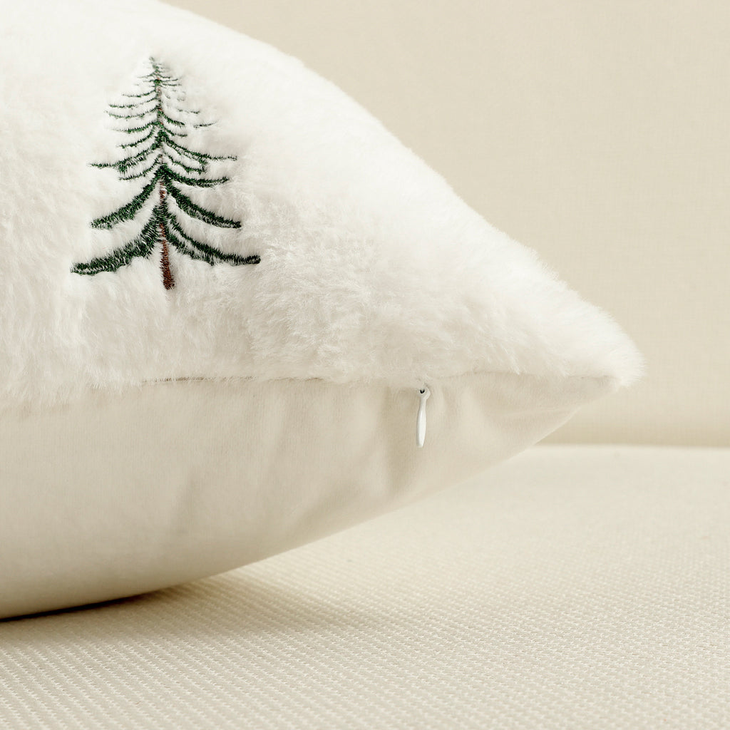 CouldNook Embroidered Winter Cushion Cover - Plush Texture And Seasonal Motifs