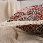 CouldNook Fringed Jacquard Cushion - Woven Patterns And Pale Edge Trim