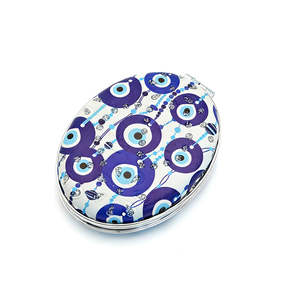 CouldNook Oval Folding Mirror - Patterned Surface And Double Mirror Interior