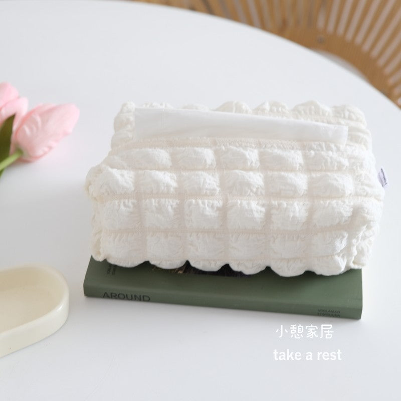 CouldNook Textured Tissue Box Cover - Raised Squares And Soft Outline