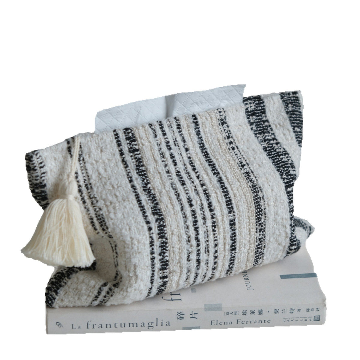 CouldNook Tassel Tissue Pouch - Woven Stripes And Zip Storage