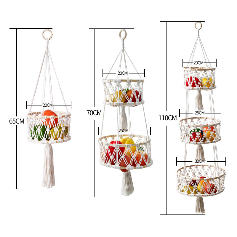 CouldNook Tiered Macrame Fruit Organizer Basket - Organized Living Detail