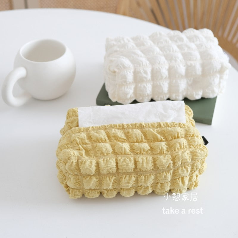 CouldNook Textured Tissue Box Cover - Raised Squares And Soft Outline