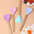 CouldNook Heart Spatula - Pastel Silicone Head and Long Handle