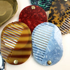 CouldNook Oval Mirror Comb - Patterned Acetate and Gold-tone Swivel Pivot