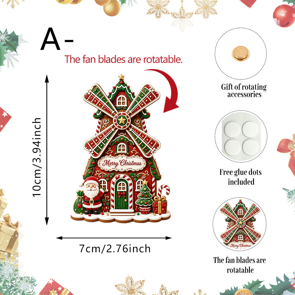 CouldNook Windmill House Magnet - Christmas Print And Rotating Blade Detail