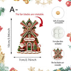 CouldNook Windmill House Magnet - Christmas Print And Rotating Blade Detail