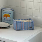 CouldNook Striped Quilted Fabric Storage Basket‑Home Organizer Bin for Tissue Books Toys Sundries