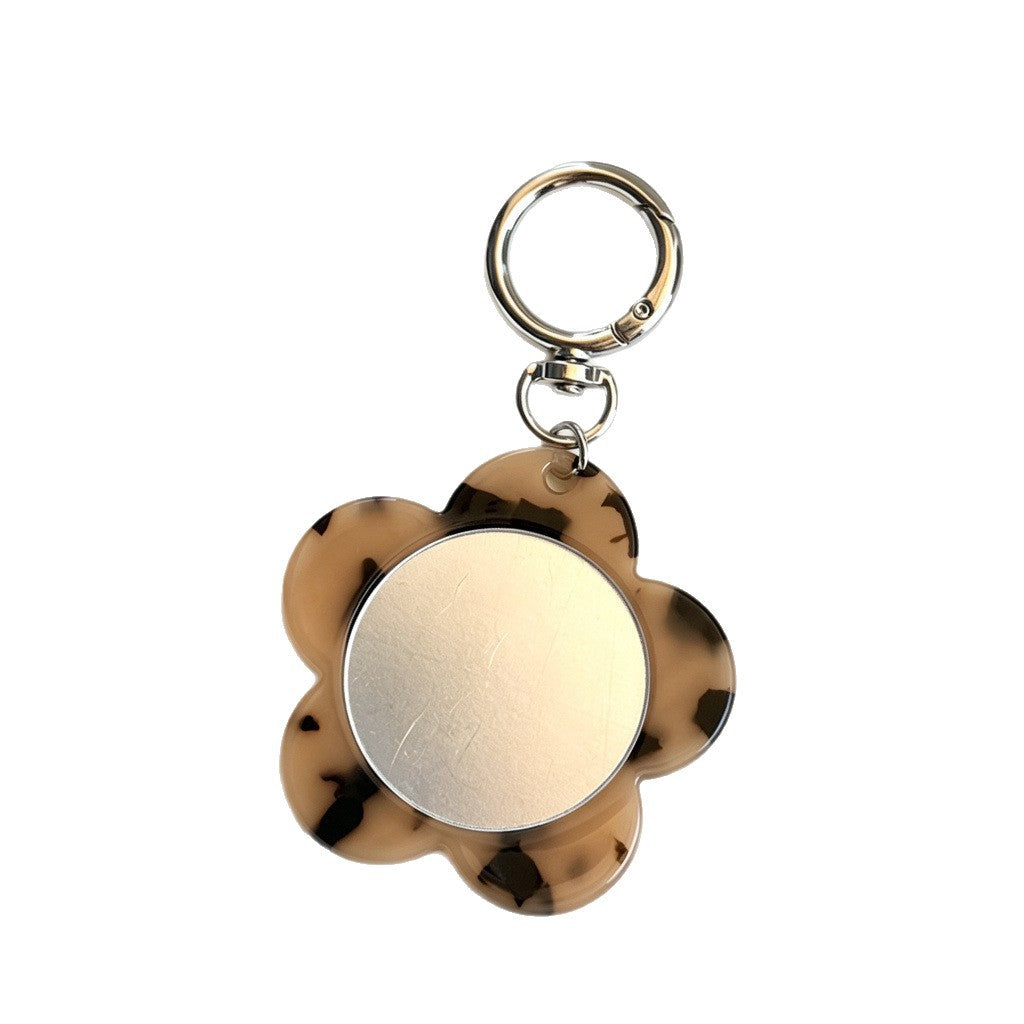CouldNook Flower Mirror Keychain - Patterned Petals And Round Clasp