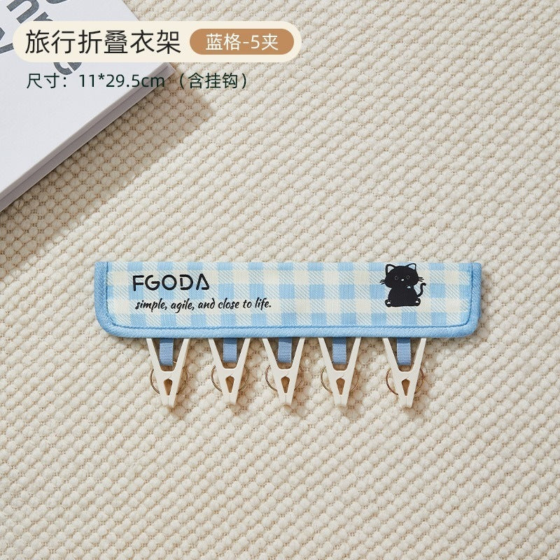 CouldNook Folding Clip Organizer - Checked Fabric And Hanging Clip Row