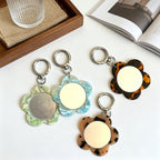 CouldNook Flower Mirror Keychain - Patterned Petals And Round Clasp