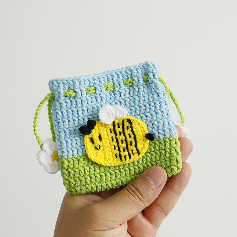 CouldNook Yarn Bee Drawstring Coin Purse - Flower Cord Ends