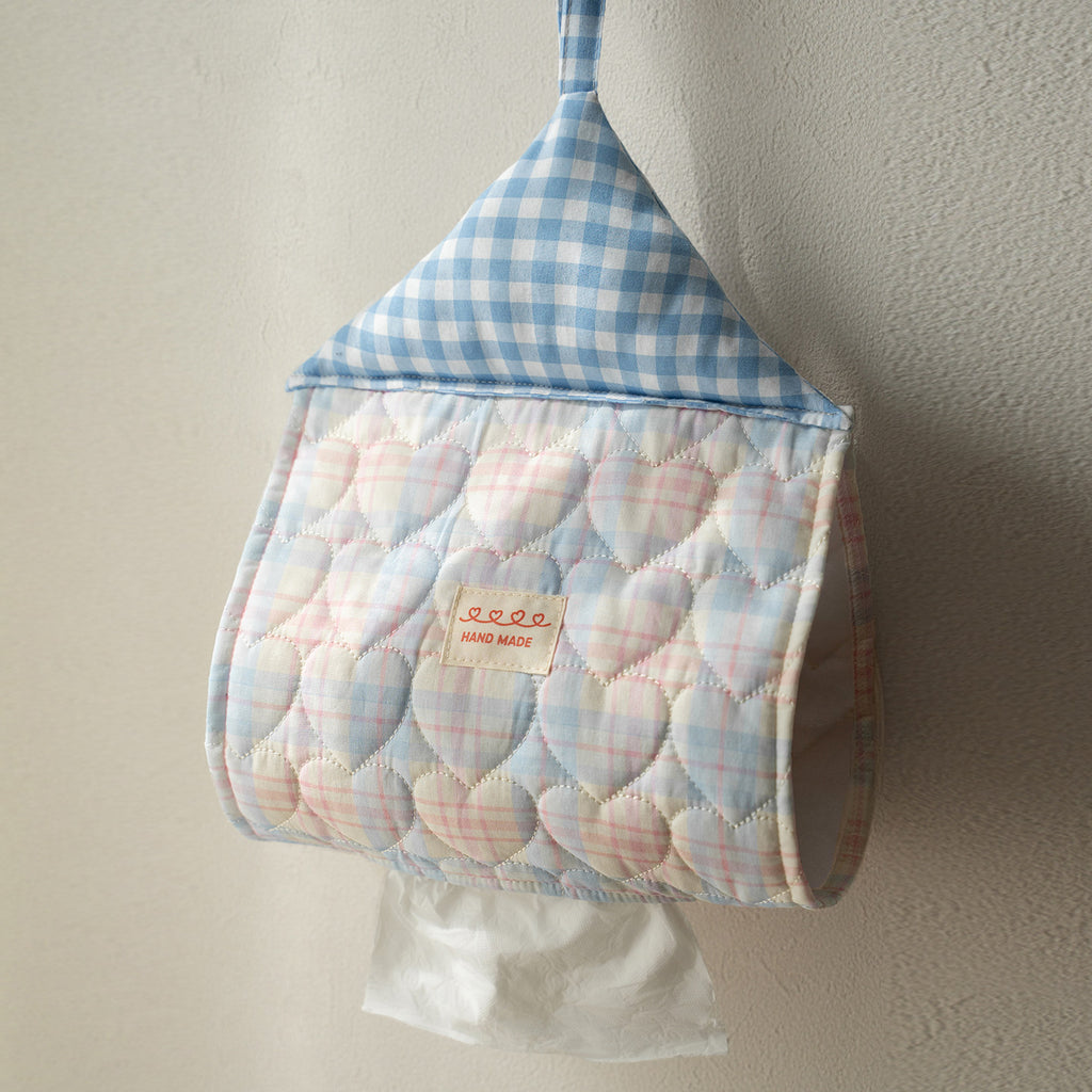 CouldNook House Shaped Hanging Tissue Holder - Checked Roof And Loop