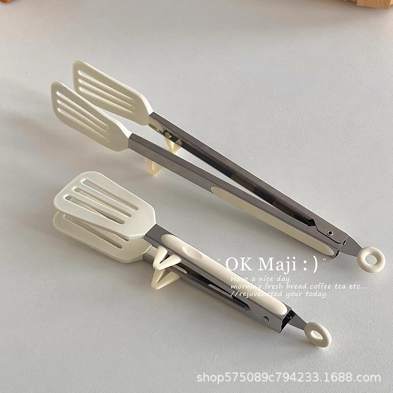 CouldNook Steak Tongs - Slotted Heads and Folded Side Rests