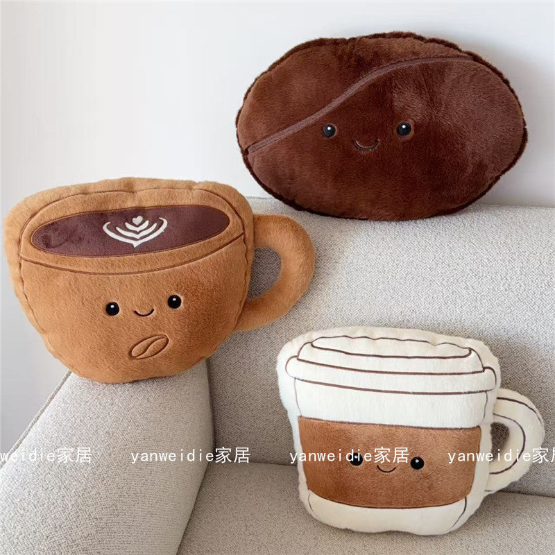 CouldNook Coffee Plush Cushion - Smiling Bean And Cup Shape Choices
