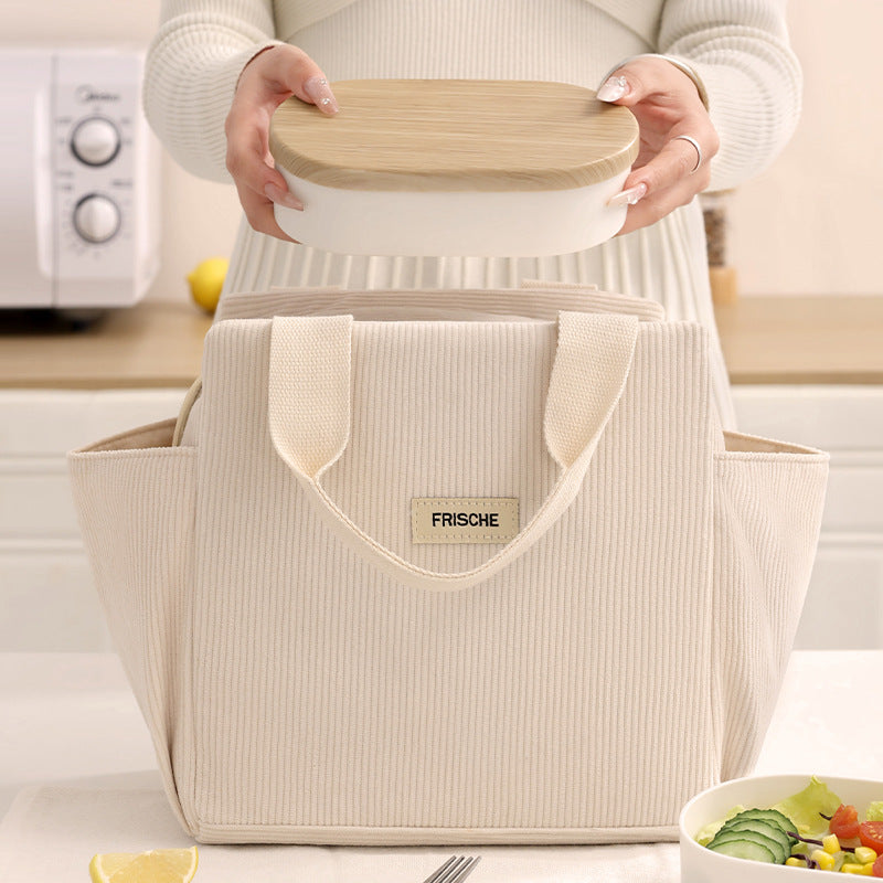 CouldNook Ribbed Lunch Tote - Wide Side Pocket Storage