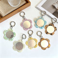 CouldNook Flower Mirror Keychain - Patterned Petals And Round Clasp