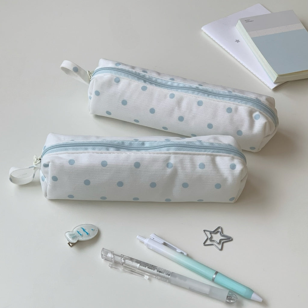 CouldNook Polka Dot Pencil Pouch - Long Zip Opening And Side Loop