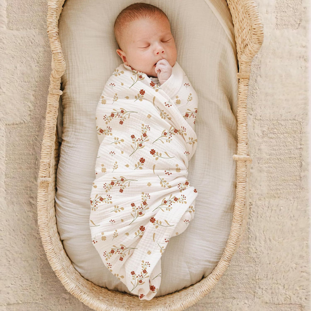 CouldNook Crinkled Gauze Swaddle - Double Layers And Stitched Edges