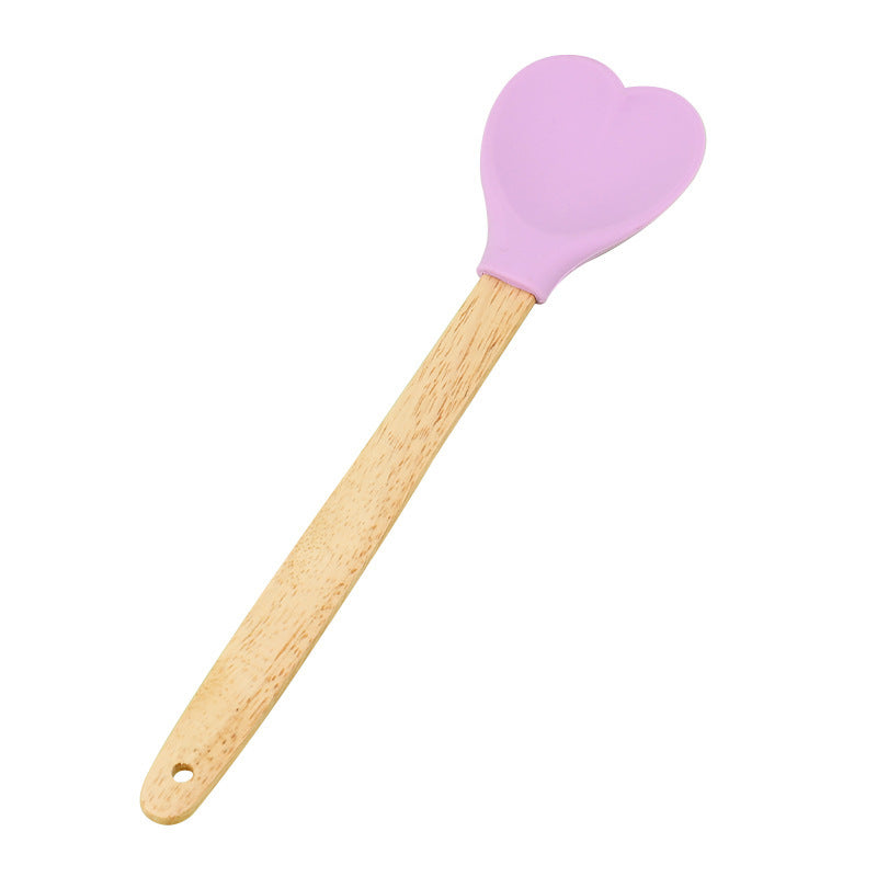 CouldNook Heart Spatula - Pastel Silicone Head and Long Handle