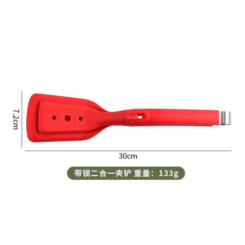 CouldNook Spatula Tongs - Broad Slotted Heads and Sliding Lock