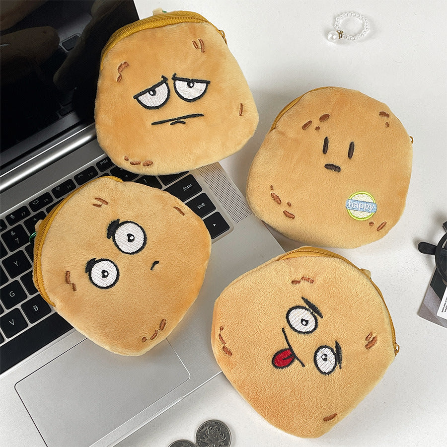 CouldNook Potato Coin Purse - Golden Plush And Four Embroidered Expressions
