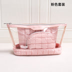 CouldNook Quilted Cosmetic Bag - Glossy Squares And Coordinated Storage Shapes