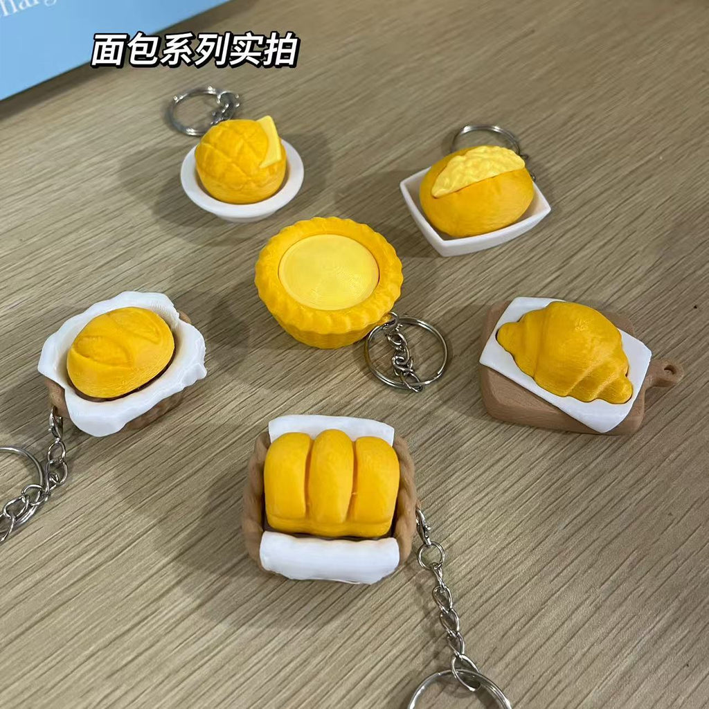 CouldNook Bakery Clicker Keychain - Bread Shapes And Pressable Tops
