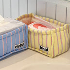 CouldNook Striped Quilted Fabric Storage Basket‑Home Organizer Bin for Tissue Books Toys Sundries