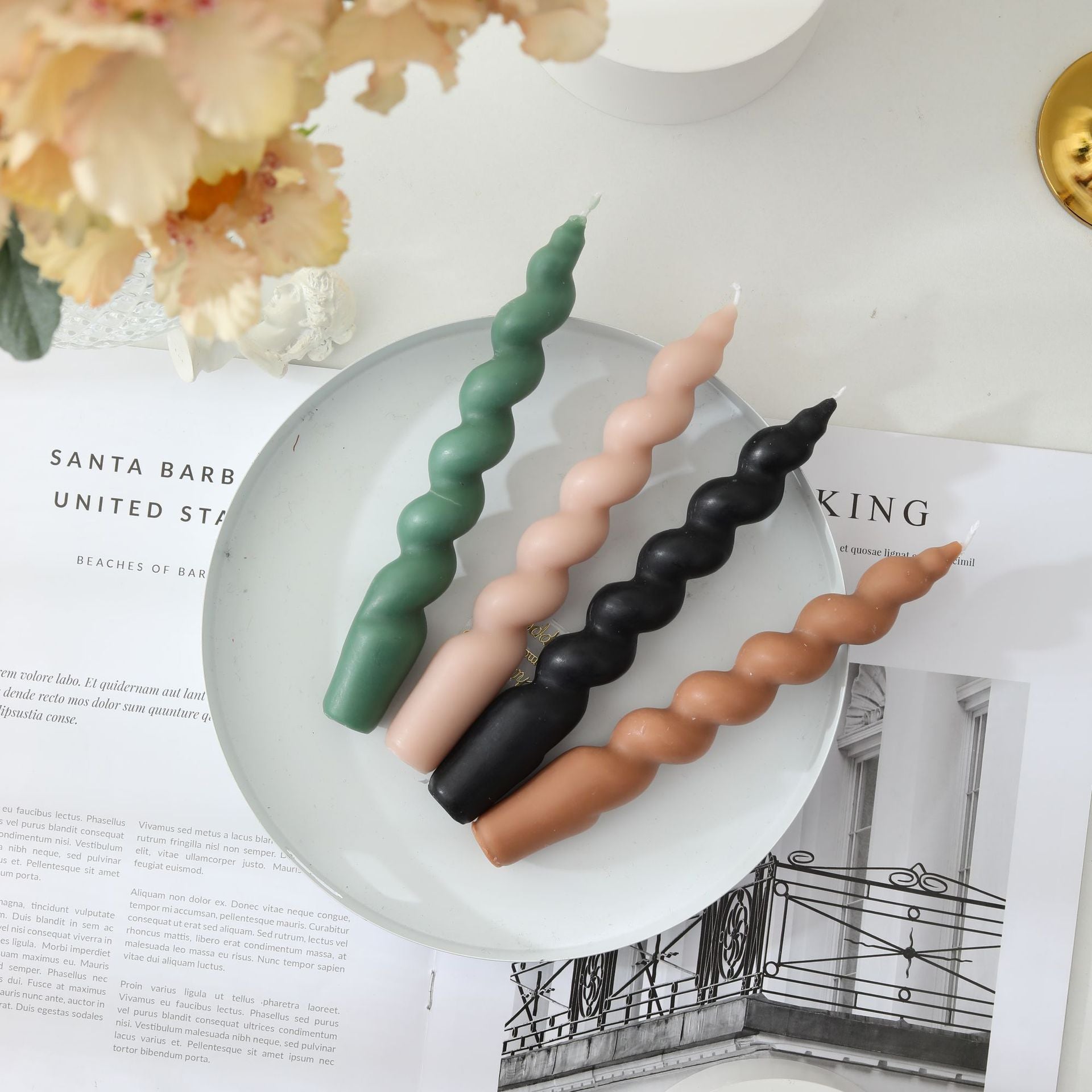 Twisted Spiral Taper Candles - Long Stem Decorative Dinner Candles