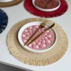 CouldNook Fringed Paper Placemat - Circular Weave And Radiating Border
