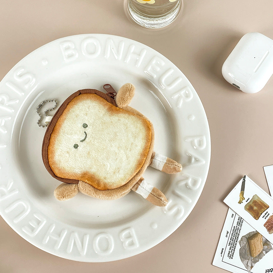 CouldNook Toast Coin Purse - Smiling Face And Dangling Striped Legs