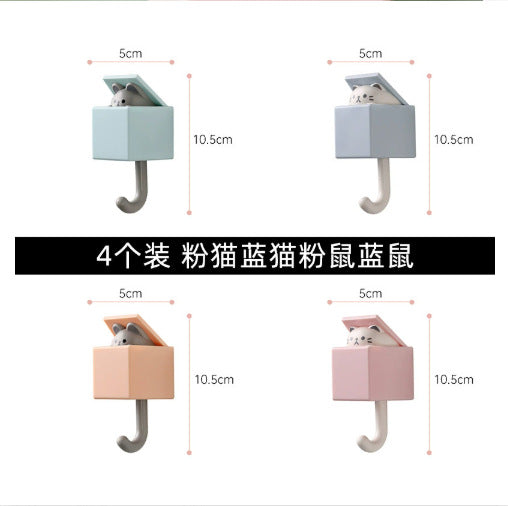 卡通可爱猫咪挂钩强力无痕创意挂钩挂钩ins风高颜值卧室伸缩挂钩