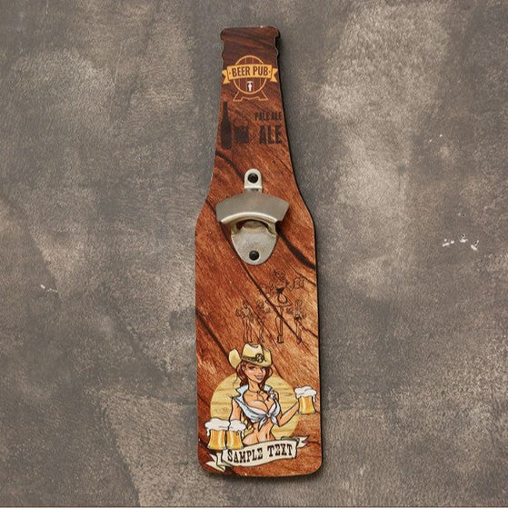 CouldNook Wall Mounted Bottle Opener - Bottle Silhouette And Printed Backing