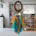 CouldNook Colorful Feather Dreamcatcher - Vine Hoop And Layered Beaded Strands