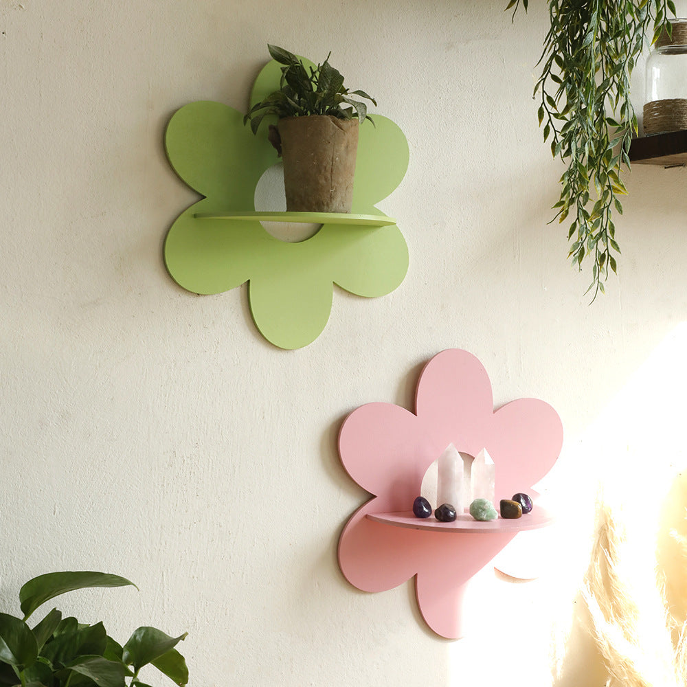 CouldNook Decorative Wall Shelf - Flower Or Wave Backing And Display Ledge