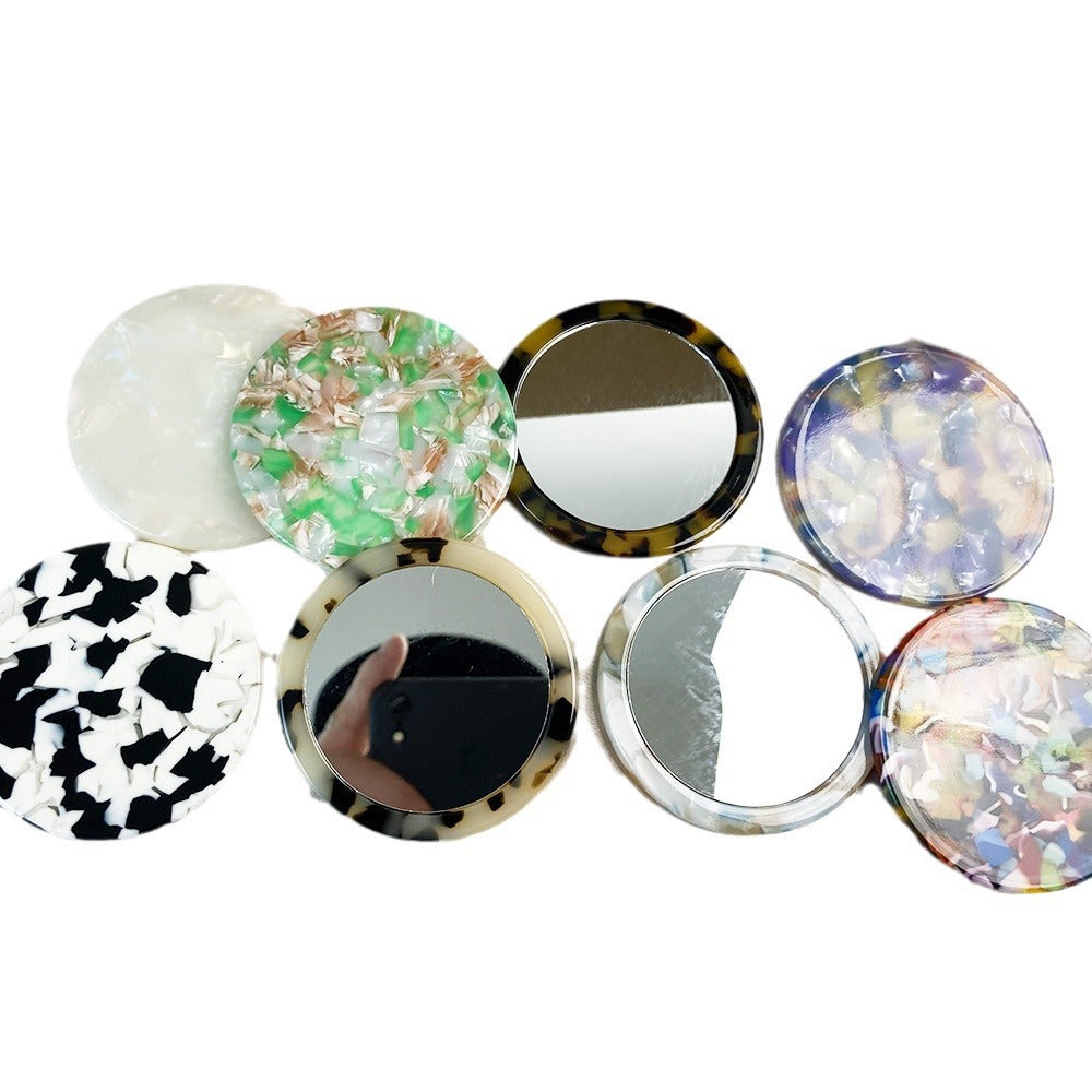 CouldNook Round Acetate Mirror - Circular Face And Patterned Border Detail