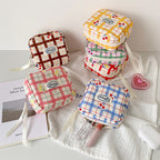 CouldNook Cherry Check Storage Pouch - Rounded Corners And Ribbon Pull