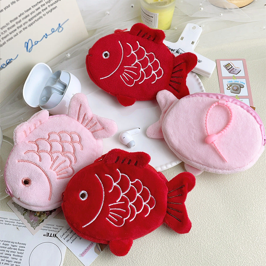 CouldNook Koi Coin Purse - Embroidered Scales And Shaped Plush Fins