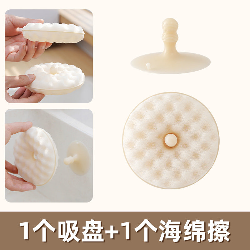 CouldNook Round Dish Sponge - Textured Faces And Separate Suction Holder